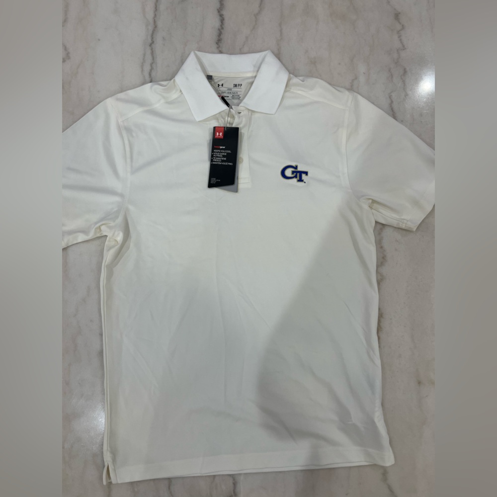 Under Armour White Georgia Tech Polo Men’s Medium - NWT